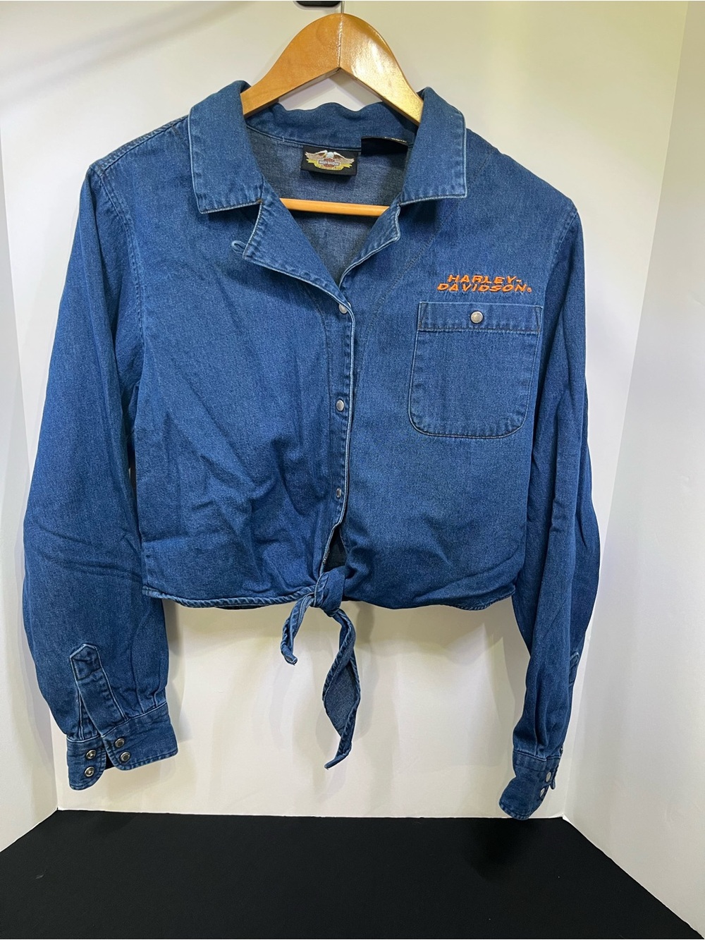 Harley-Davidson Dark Blue Denim Tie-Front Shirt Jacket